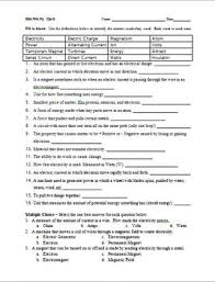 Physics Electricity Vocabulary Review And Quiz Physics Vocabulary Physics High School