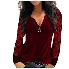 Akcija Mrežaste bluze 40# košulje trendy ženske svakodnevne seksi čipke  mreže šivanje V-izrez R majice s dugim rukavima Verano ljetnim cool majice Tunike  ženska - Ženska odjeća > Narudzba-Brzo.cam