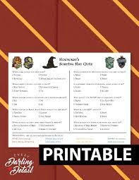 Harry Potter Sorting Hat Quiz Printable Quiz