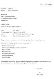 Bapak/ibu kepala sekolah sd islam terpadu ruko anggrek blok b2 no. Contoh Surat Lamaran Kerja Di Yamaha Motor