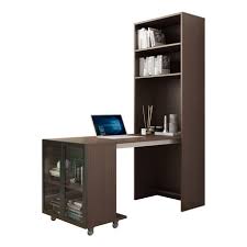 It is easy to move around thanks to rolling casters. Combination Of Desk And Bookshelf Home Space Saving Computer Desk Multifunctional Folding Telescopic Writing Desk