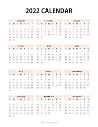 free printable 2022 yearly calendar template portrait