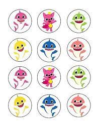 Baby Shark Edible Cupcake Toppers Frosting Sheets Ebay