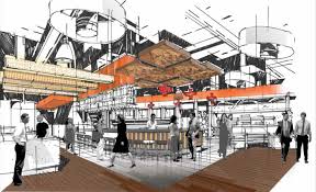 Groove Train Anz Docklands Phd Retail Interior Design Sketches Interior Architecture Design Interior Sketch