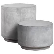 Geneva 50x50cm Concrete Side Table Stone Grey Pots Urns Outdoors Side Table Grey Stone Concrete