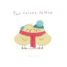 C59: Two Chicks in Love Cute Art Print With Two Lesbian - Etsy