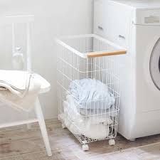 See more ideas about large laundry hamper, laundry hamper, folding laundry. Yamazaki Tosca Slim Rolling Laundry Basket