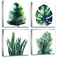 Leaf Home Wall Decorations Art Decor For Bathroom Bedroom Pictures Canvas Prints Boho Dark Green Leaves Pl Leaf Wall Art Canvas Art Wall Decor Plant Wall Decor