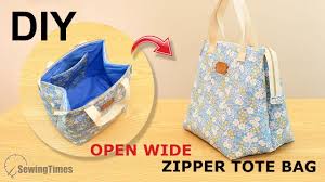 I used flannel to make my bag, but you can use basic cotton or whatever fabric you like to make yours. Diy Open Wide Zipper Tote Bag Multi Purpose Bag Easy Tutorial Sewingtimes Youtube
