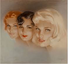 Copper, Ebony, and Platinum by Alberto Vargas. Pencil, pastel, and  watercolor