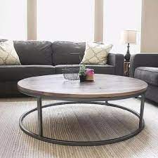 Round Walnut Wood And Metal Coffee Table Wood Top Steel Frame Free Jw Atlas Wood Co Coffee Table Round Coffee Table Living Room Round Wood Coffee Table