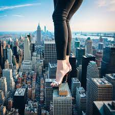 a giantess by 150 ft tall stomping a man in a city - Images.AI Diffusion