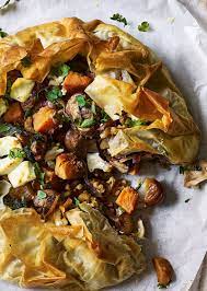 Mushroom Chestnut And Squash Filo Pie Recipe Recipe Stuffed Mushrooms Food Vegetarian Recipes