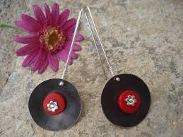 Hammered Oxidized Sterling Silver Earrings Red Coral Riveted Hoop Earrings Cold Connection Statement Modern Handcrafted Unique Earrings Hammered Silver Jewelry Unique Earrings Oxidized Sterling Silver