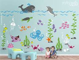 Sea turtle wall decals diy under sea life animal decoration with removable. Underwater Wall Decal Ocean Wall Decal Aquarium Wall Decal Etsy Playroom Wall Decals Nursery Wall Decals Kids Wall Decals