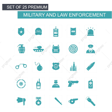 and law enforcement icons set icons
