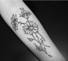 Black And White Daisy Tattoo Designs Grey Ink Daisy Flowers Tattoo On Forearm Daisy Tattoo Designs Daisy Tattoo White Flower Tattoos