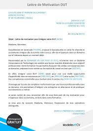 Exemple De Lettre De Motivation Pour Dut Lettre Gratuite