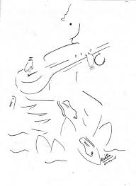 Mother Saraswati Abstract Canvas Painting Indian Drawing Music Painting