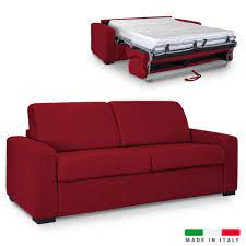 Canapé lit 150*200 cm, coloris beige ou gris avec coffre de rangement osvald signé innovation living vous recherchez un canapé convertible de canapé de luxe ultra design innovation living chez ksl living. Canape Convertible 3 Places Louna Luxe En Tissu Rouge Ouverture Express Matelas 18 Cm