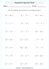 Exponent Rules Practice Worksheets Exponent Rules Basic Algebra Worksheets Exponent Worksheets