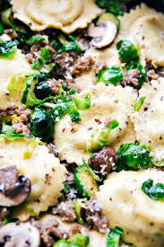 This sausage and cheese ravioli recipe just happens to be one of my favorites, because it's one of pat's favorites too! 20 Minute Dinner Recipe Italian Sausage Brussels And Mushroom Ravioli No Heavy Creams An Italian Sausage Recipes How To Cook Pasta Sausage Ravioli Recipe