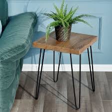 Wood Side Table With Hairpin Leg Rustic End Table Accent Rustic End Tables Side Table Wood Coffee Table