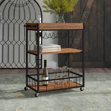 The table sits at bar height and features casters on the bottom of the table to make it easy to move. Gracie Oaks Castellon Rustic Industrial Bar Cart Reviews Wayfair