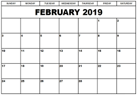 2019 February Printable Word Calendar Editable Calendar Calendar Word Printable Calendar Word
