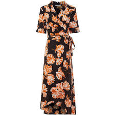 Black And Orange Dress Ganni Black Orange Geroux Floral Wrap Dress 460 Liked On Polyvore Featuring Dresses Short Sleeve Floral Dress Orange Midi Dress Midi Short Sleeve Dress