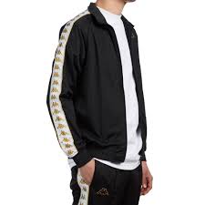 Shop Kappa Anniston Jacket Black White Gold Online West Brothers Kappa Clothing Clothes Varsity Jacket