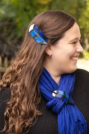 Leather Blue Jay Feather Barrette
