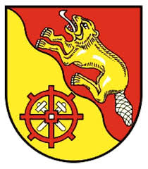 Es zeigt eine dreiteilige symbolik eines durchgehenden, roten kreuzes mit silbernem hintergrund, ein. Wappen Oberbieber Stadt Neuwied Rheinland Pfalz
