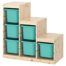 Trofast Combinacion De Armario Y Estanteria Pino Tte Claro Turquesa Ikea Estanteria Armarios Estanteria Armario
