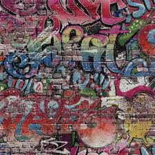 P S Graffiti Motif Brick Wall Pattern Urban Childrens Wallpaper Graffiti Wallpaper Graffiti Designs Street Art Graffiti