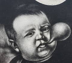 Grafik Radierung Aquatinta Kind Portrait Ballon Peter Nagel Signiert 1972