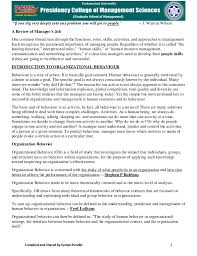 Mba 1s Sem Organisational Behaviour Notes