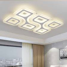 Small rooms (up to 8 x 10) blade span: Source Meerosee Led Super Thin Ceiling Lamps 4 6heads Modern Living Room Rectangular Light Lumina Ceiling Design Ceiling Lamp Design Ceiling Design Living Room