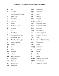 Symbols _ Abbreviations For Note Taking Note Taking Tips