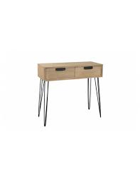 Jolie petite console scandinave en chêne. Console Scandinave En Bois Et Metal Noir 2 Tiroirs