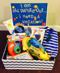 Birthday Gift Ideas For One Year Old Boy Gift Idea For One Year Old Baby Boy All Partied Out I Need A Vacation Gift Basket Vacation Gift Basket Birthday Gift Baskets Baby Boy Birthday