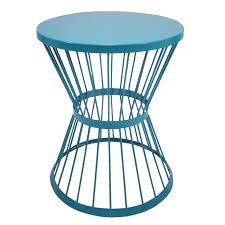 Garden Treasures 20 In Blue Powder Coated Outdoor Round Steel Plant Stand Lowes Com Outdoor End Tables Patio Side Table Side Table