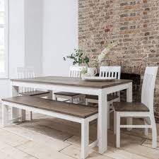The 4 chairs wrap around 2 sides while the cushioned bench takes up the third side. Hever Dining Table With 5 Chairs Bench Noa Nani
