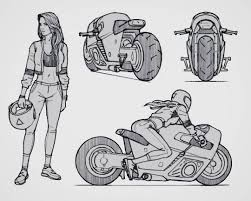 Rider Digitalart Vehicle Vehicledesign Motorcycle Bike Ride Rider Bikerchick Biker Hardsurface Indus Bike Drawing Bike Sketch Girl Drawing Sketches