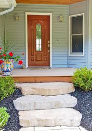 Stone steps, interlocking stone front landing, front entry, interlocking walkway, stone garden bed, tough oaks landscaping company barrie. 15 Front Entrance Ideas To Add Curb Appeal Rosetta Hardscapes Front Steps Stone Front Porch Stone Steps Front Porch Steps