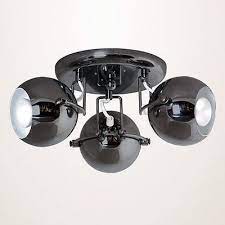 Retro Black Chrome Eyeball 3 Way Ceiling Lamp Spotlight Round Plate Home Light Led Ceiling Spotlights Ceiling Lights Flush Ceiling Lights