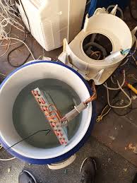 I have a glycol unit and after some thought i would recommend removing some of the fins on the immersed coil and have some sort of movement in the glycol bath to keep the liquid moving. Diy Glycol Chiller Build Diy Brewing Blether Coopers Community