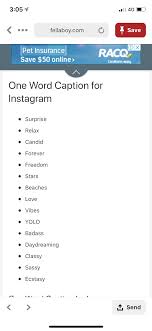 Pin By Kacee On Captions One Word Caption Instagram Captions Instagram Quotes