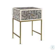Noire Bone Inlay White And Black Side Table Bone Inlay Side Table Black Side Table Bone Inlay