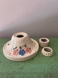 Vtg 6" Porcelain Flush Mount Ceiling Light Fixture Single Bulb Floral  Pattern 1940s Porcelier Harmony House. Stock #- Fixture4